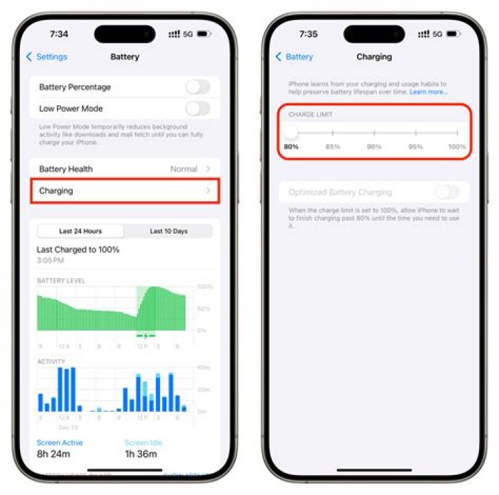 At what percentage should I charge my iPhone 13?