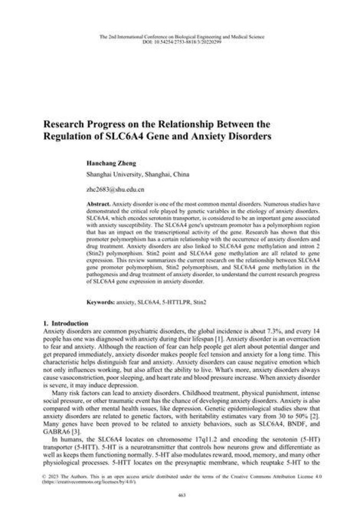 What gene is associated with anxiety?