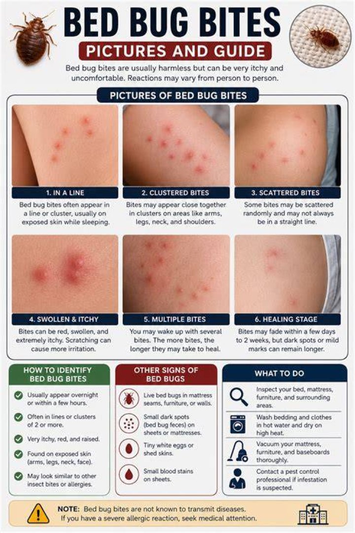 Where do bed bug bites usually start?